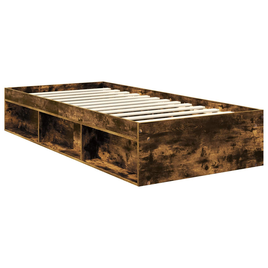 Bedframe Gerookt eiken 90 x 200 cm Massief grenenhout