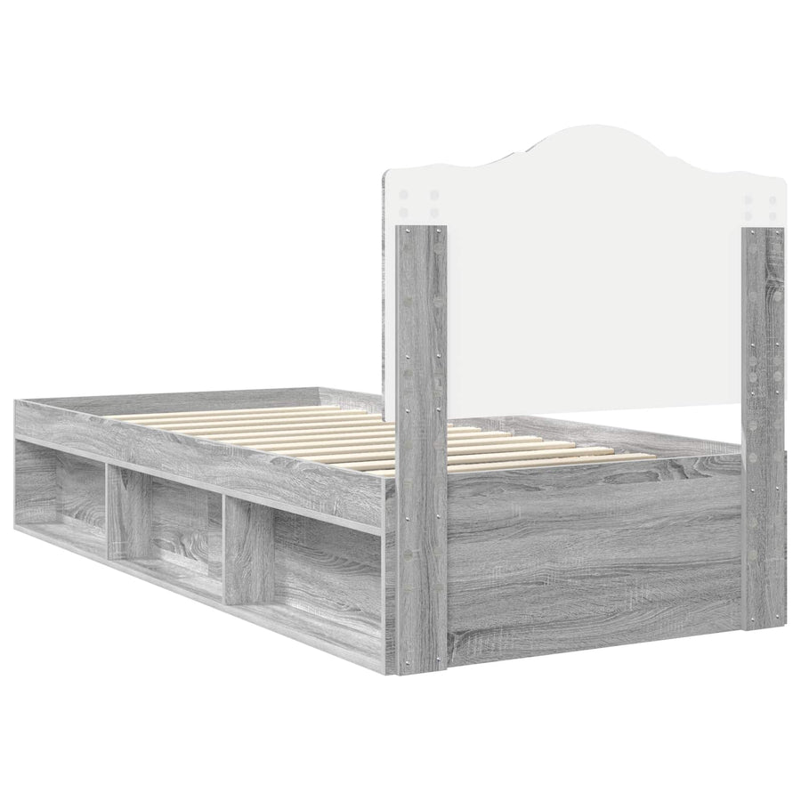 Bedframe Grijs Sonoma 90 x 200 cm Massief grenenhout