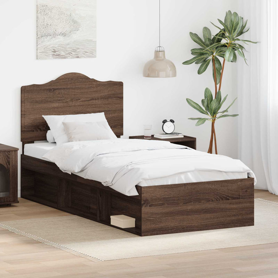 Bedframe Bruin Eiken 90 x 200 cm Massief grenenhout