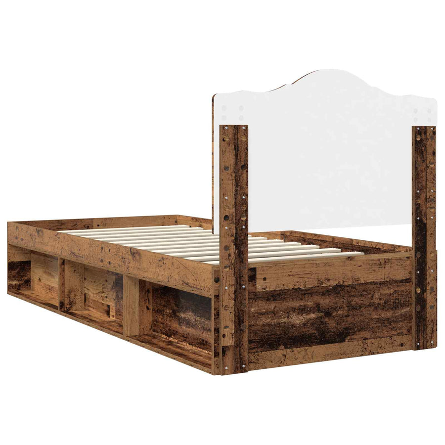Bedframe met hoofdeinde Oudhout 90 x 200 cm Massief grenenhout