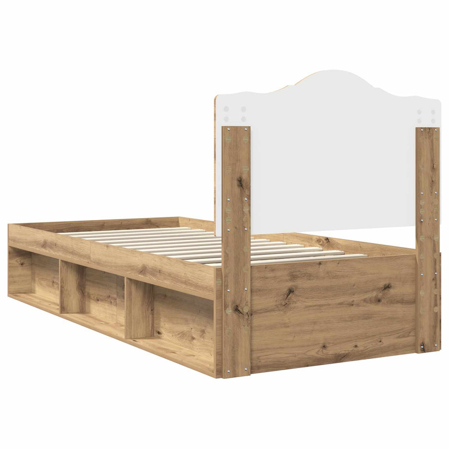 Bedframe Ambachtelijk eiken 90 x 200 cm Massief grenenhout