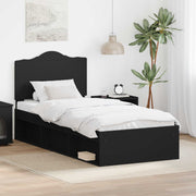 Bedframe zwart 90x190 cm massief grenenhout hoofdeinde