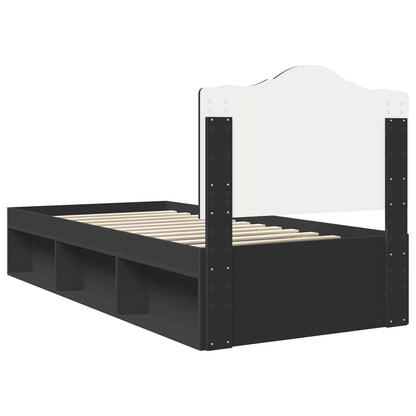Bedframe met hoofdeinde Zwart 90 x 190 cm Massief grenenhout