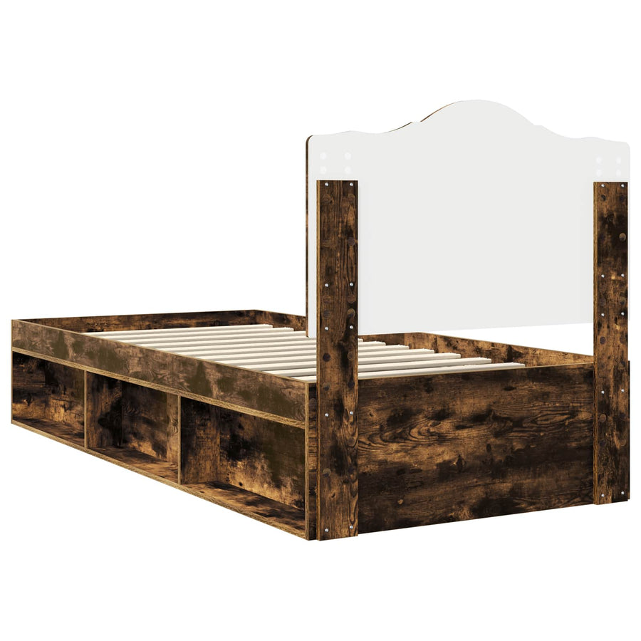 Bedframe Gerookt eiken 90 x 190 cm Massief grenenhout