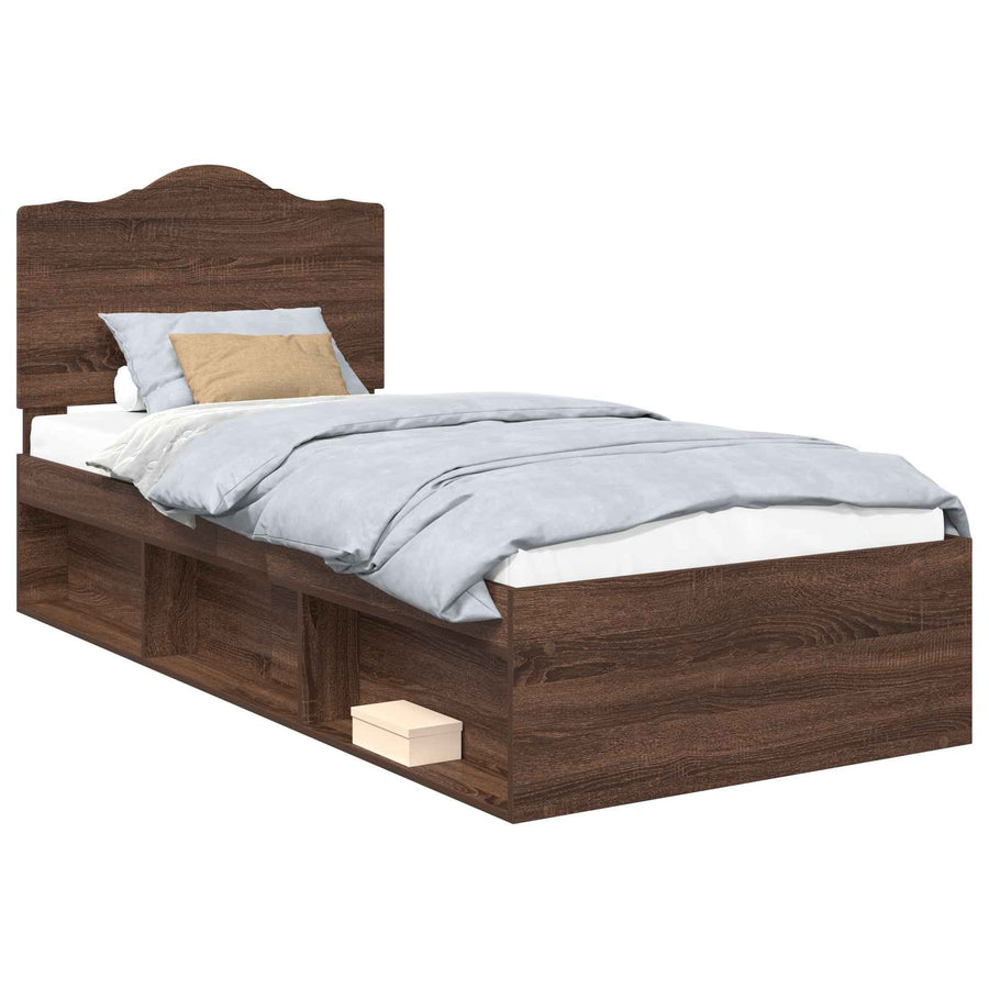 Bedframe Bruin Eiken 90 x 190 cm Massief grenenhout