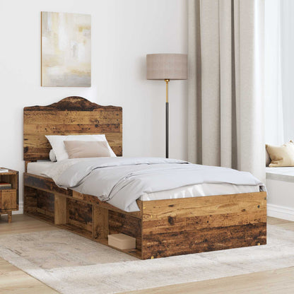 Bedframe met hoofdeinde Oudhout 90 x 190 cm Massief grenenhout