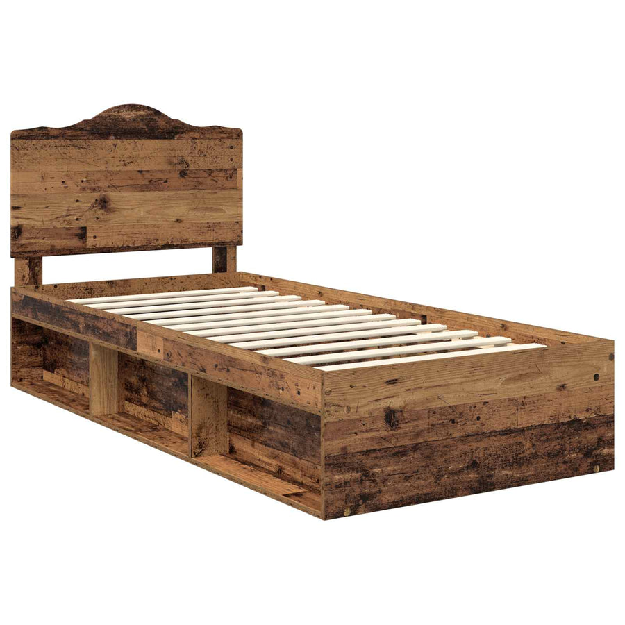 Bedframe met hoofdeinde Oudhout 90 x 190 cm Massief grenenhout