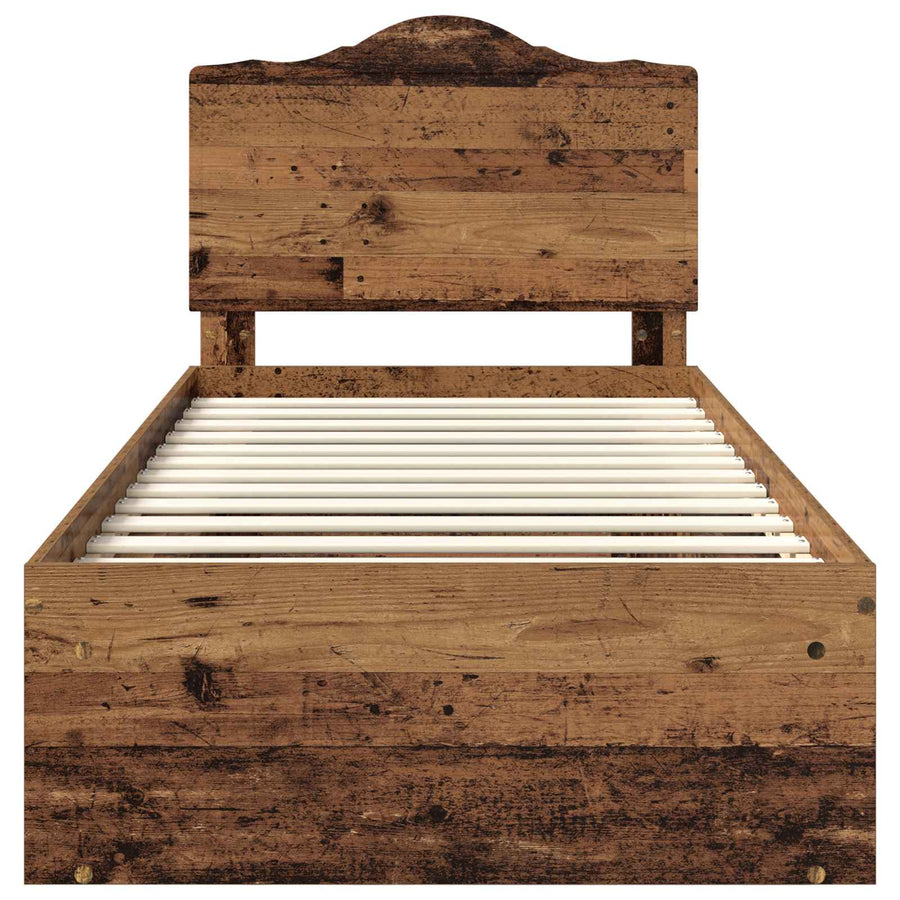 Bedframe met hoofdeinde Oudhout 90 x 190 cm Massief grenenhout