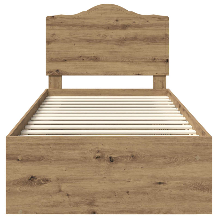 Bedframe Ambachtelijk eiken 90 x 190 cm Massief grenenhout