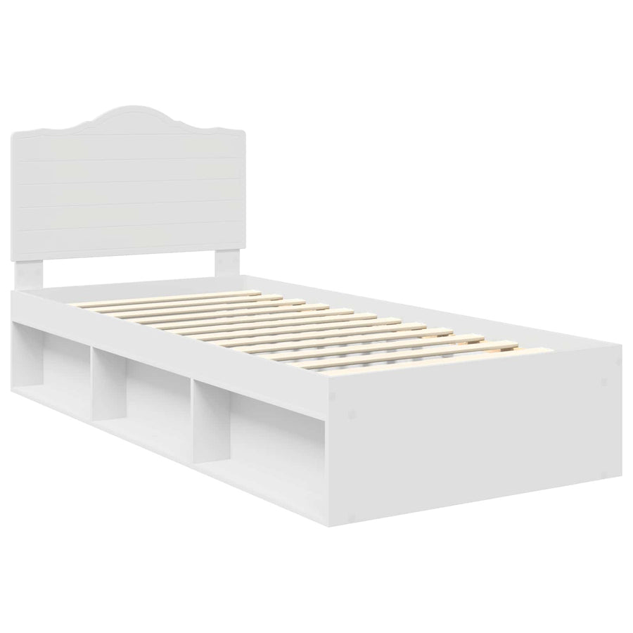 Bedframe met hoofdeinde Wit 75 x 190 cm Massief grenenhout