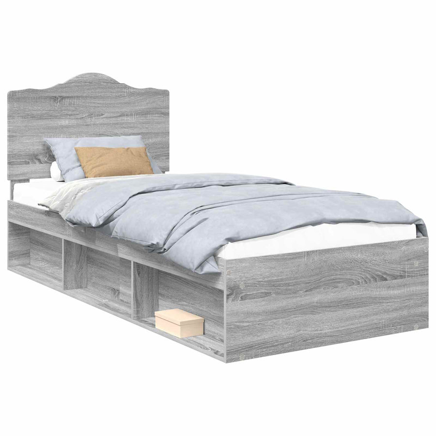 Bedframe Grijs Sonoma 75 x 190 cm Massief grenenhout