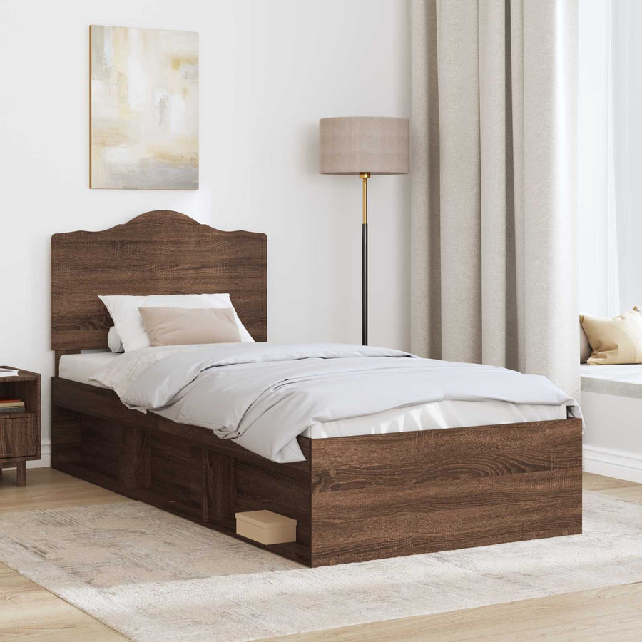 Bedframe Bruin Eiken 75 x 190 cm Massief grenenhout