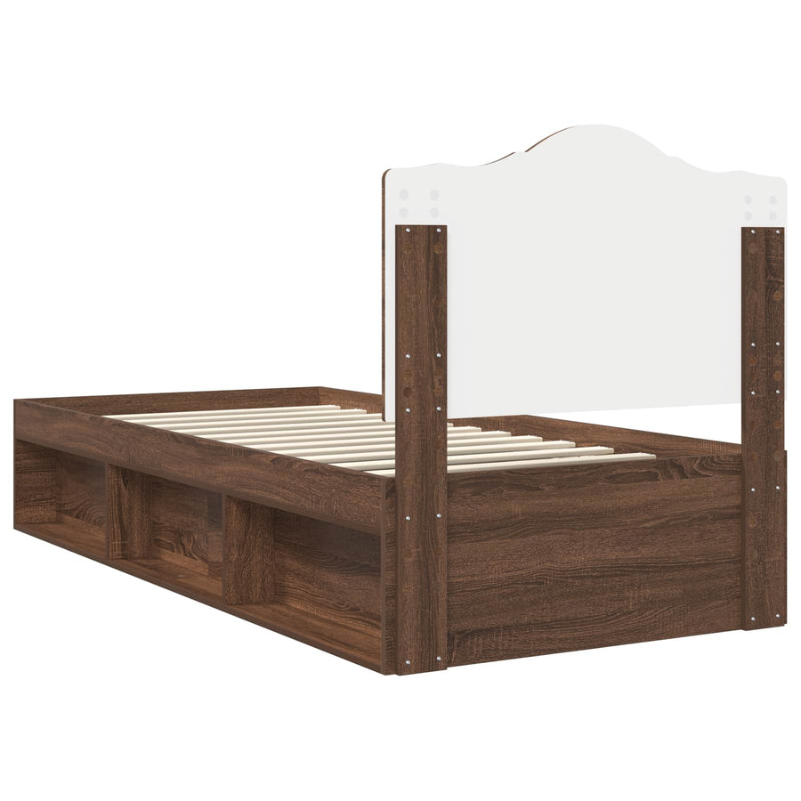 Bedframe Bruin Eiken 75 x 190 cm Massief grenenhout