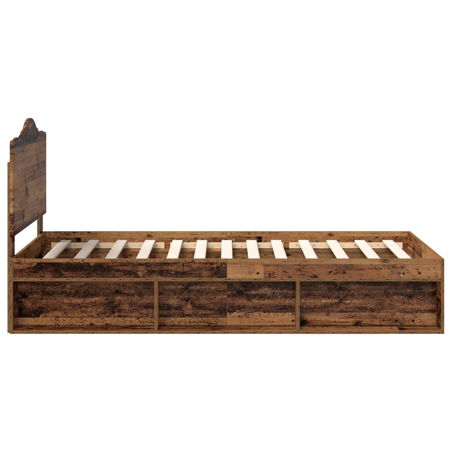 Bedframe met hoofdeinde Oudhout 75 x 190 cm Massief grenenhout
