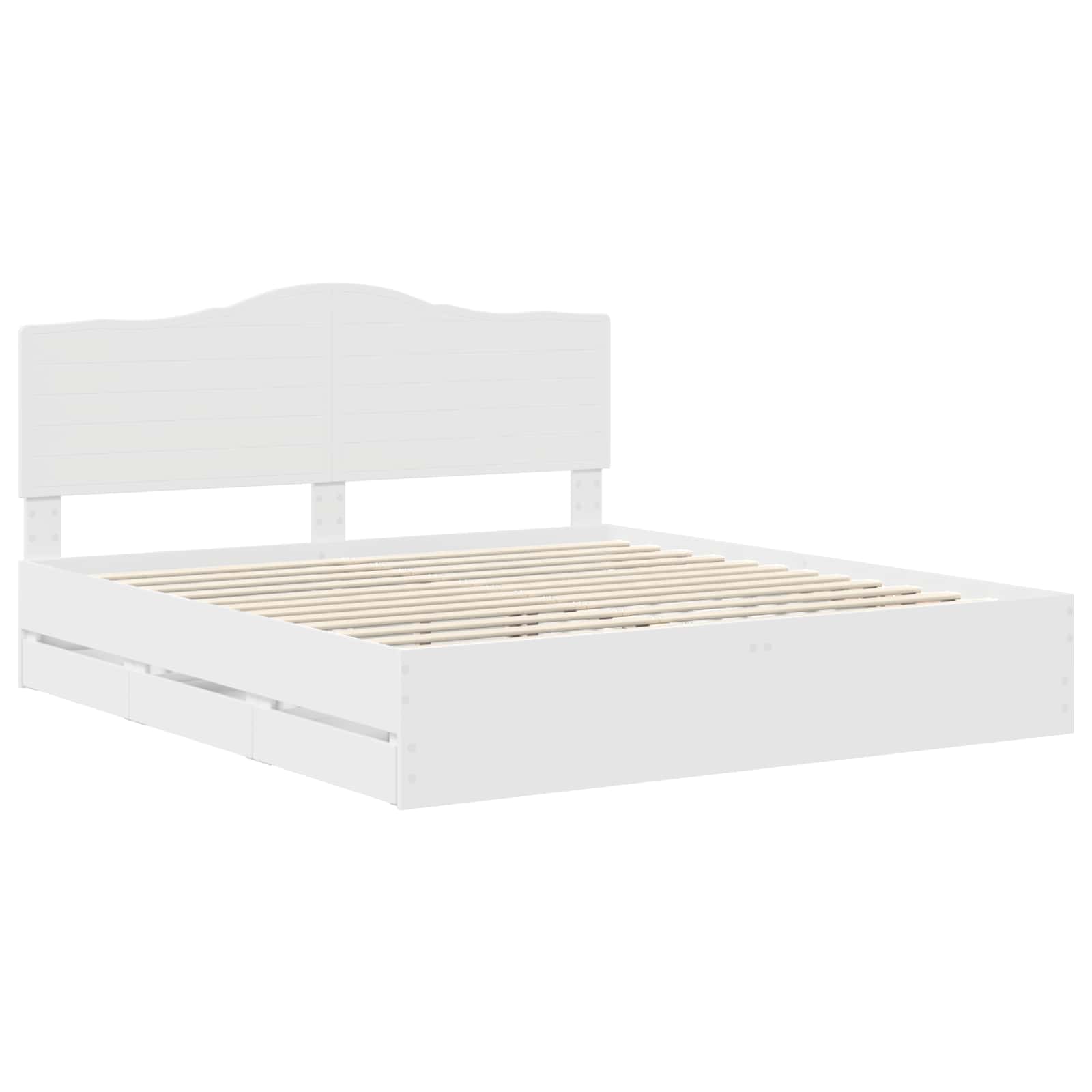 Bedframe met lade met opslag Wit 200 x 200 cm Ingenieurshout