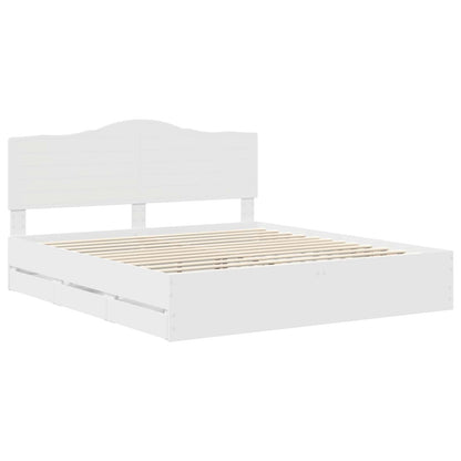 Bedframe met lade met opslag Wit 200 x 200 cm Ingenieurshout