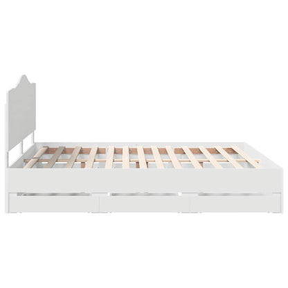 Bedframe met lade met opslag Wit 200 x 200 cm Ingenieurshout