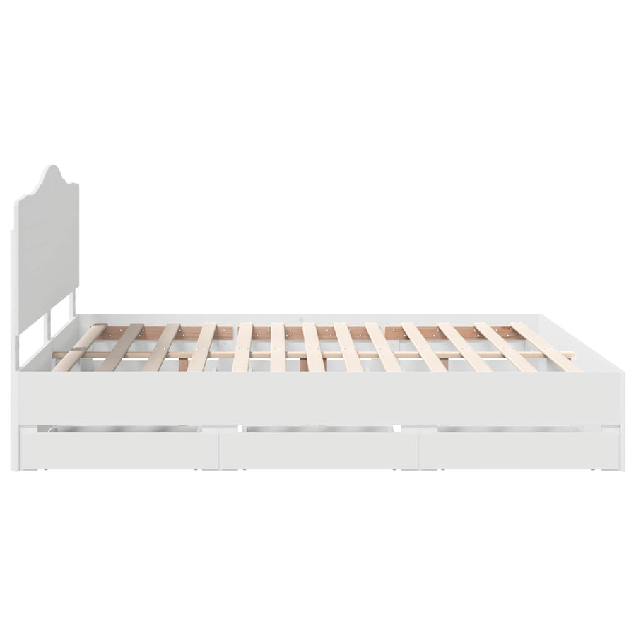 Bedframe met lade met opslag Wit 200 x 200 cm Ingenieurshout