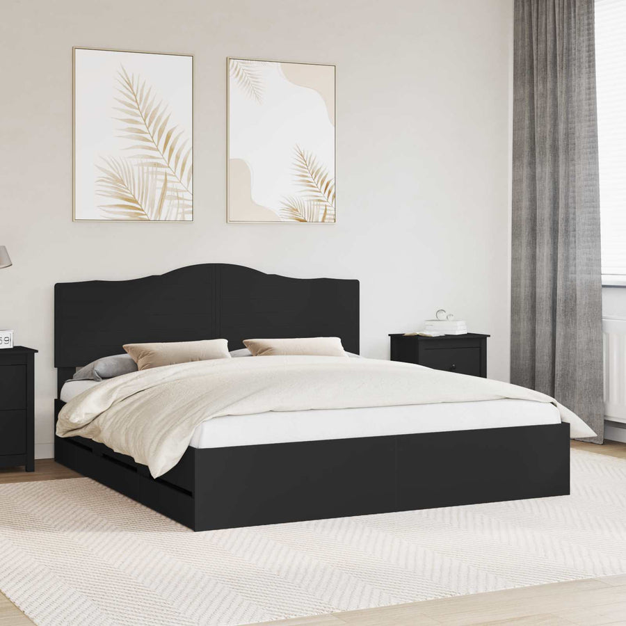 Bedframe met lade met opslag Zwart 200 x 200 cm Ingenieurshout