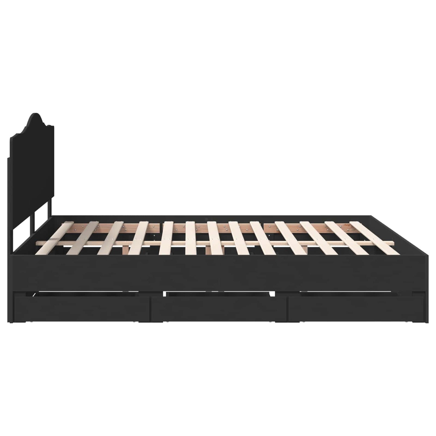 Bedframe met lade met opslag Zwart 200 x 200 cm Ingenieurshout