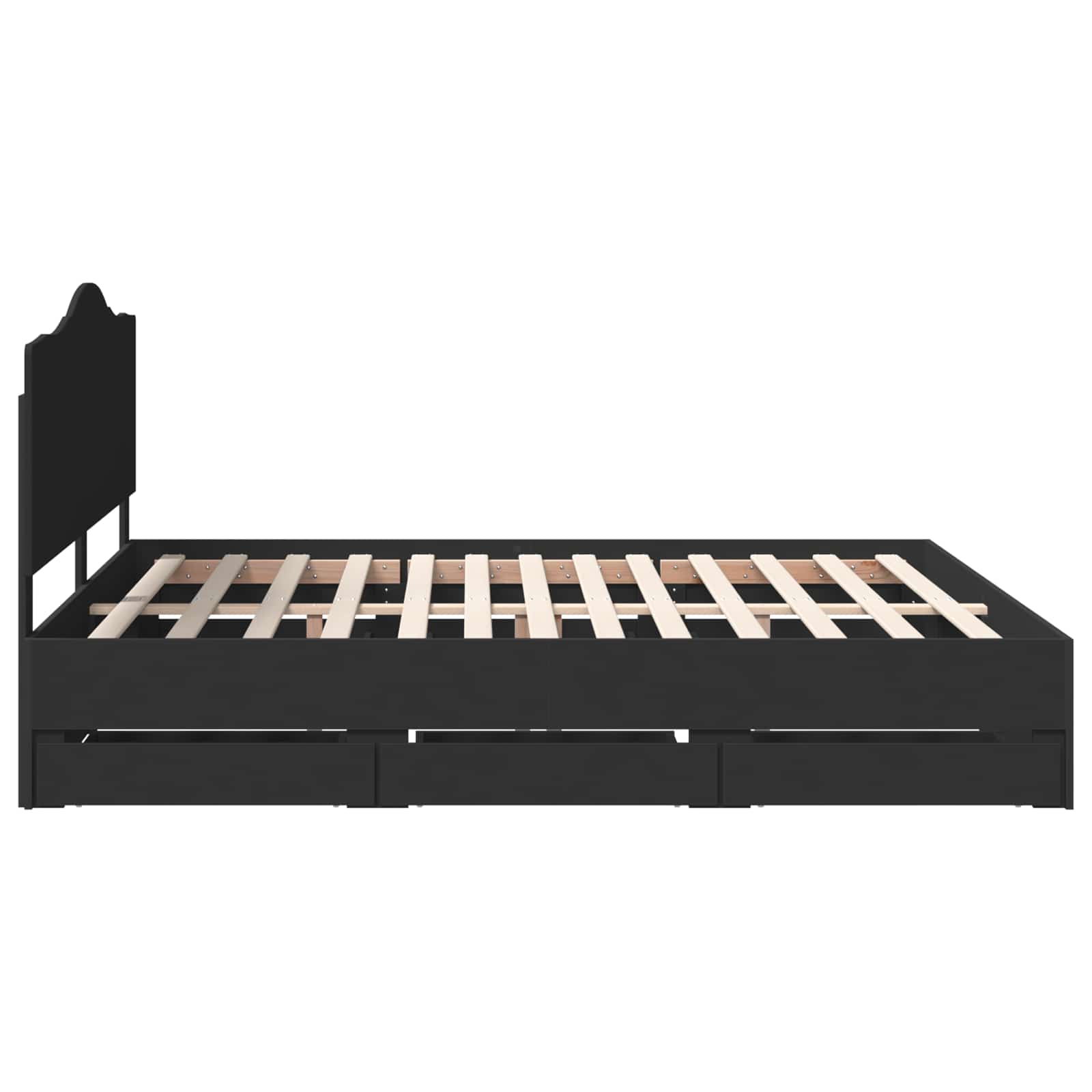 Bedframe met lade met opslag Zwart 200 x 200 cm Ingenieurshout