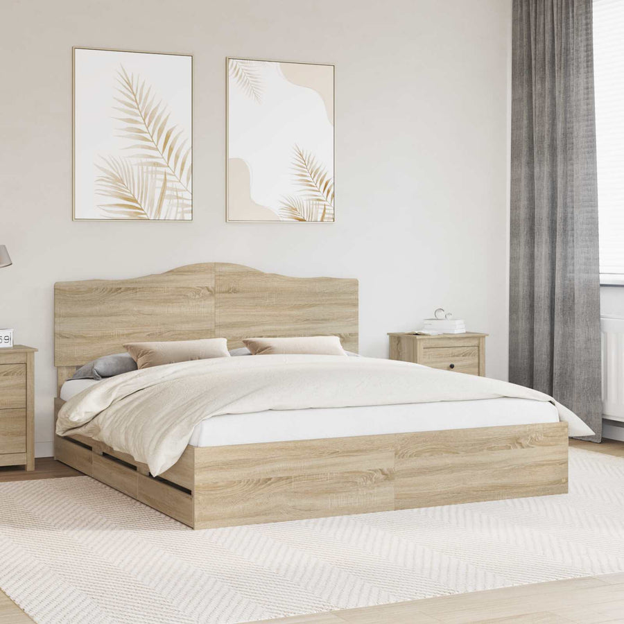 Bedframe met lade Sonoma Eiken 200 x 200 cm Ingenieurshout