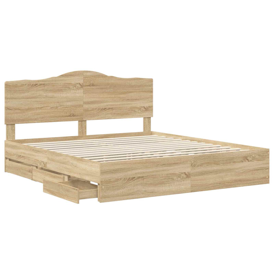 Bedframe met lade Sonoma Eiken 200 x 200 cm Ingenieurshout