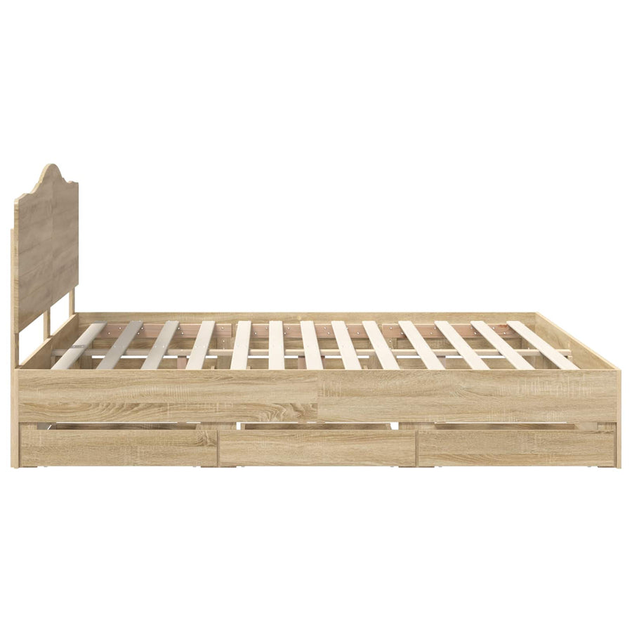 Bedframe met lade Sonoma Eiken 200 x 200 cm Ingenieurshout