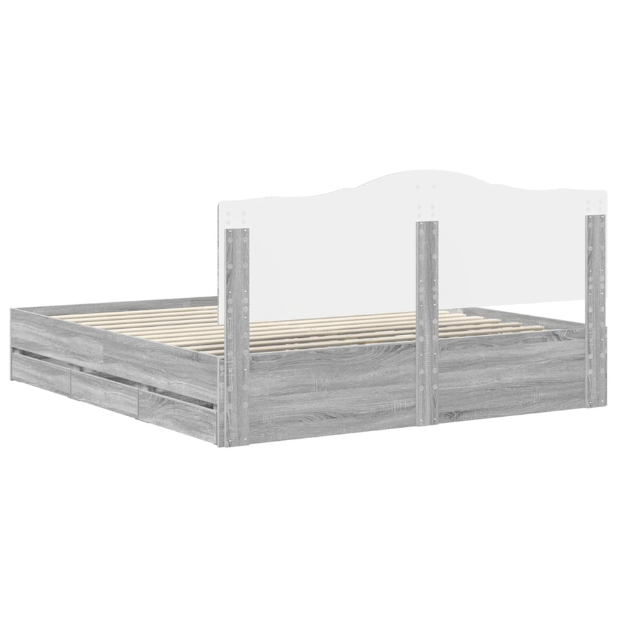 Bedframe met lade Grijs sonoma 200 x 200 cm Ingenieurshout