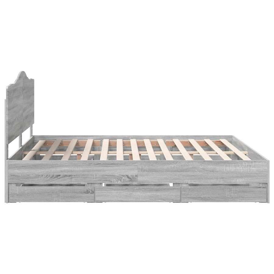 Bedframe met lade Grijs sonoma 200 x 200 cm Ingenieurshout