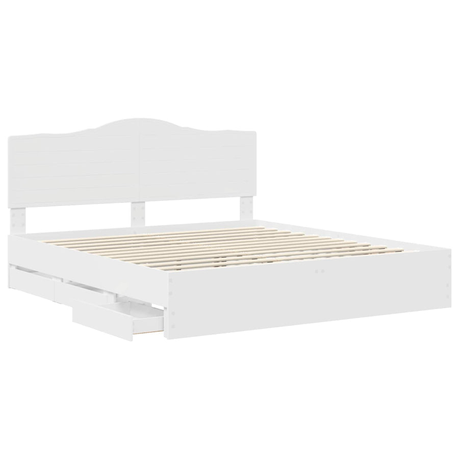 Bedframe met lade met opslag Wit 180 x 200 cm Ingenieurshout
