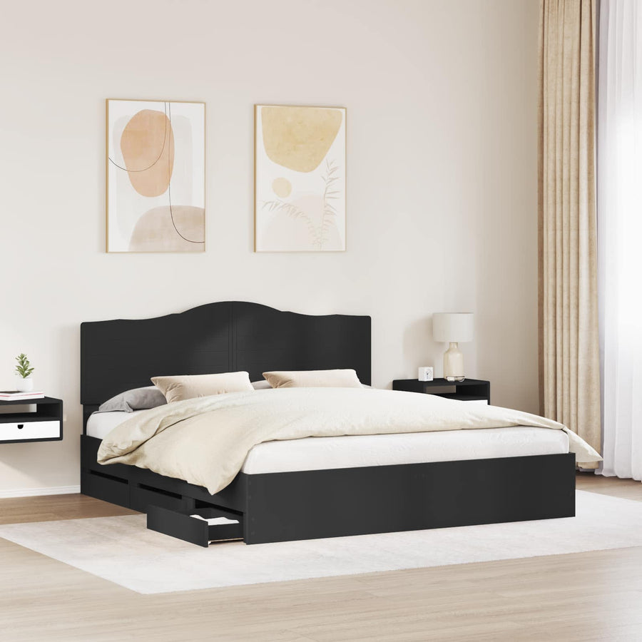 Bedframe met lade met opslag Zwart 180 x 200 cm Ingenieurshout