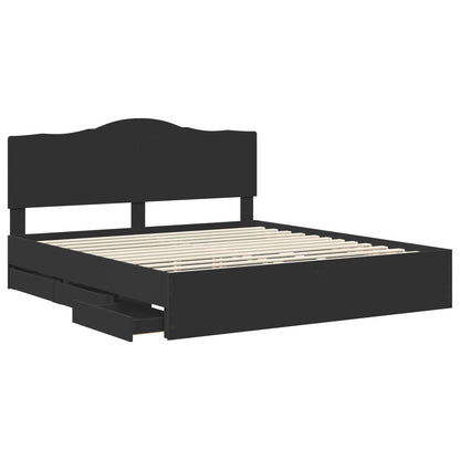 Bedframe met lade met opslag Zwart 180 x 200 cm Ingenieurshout