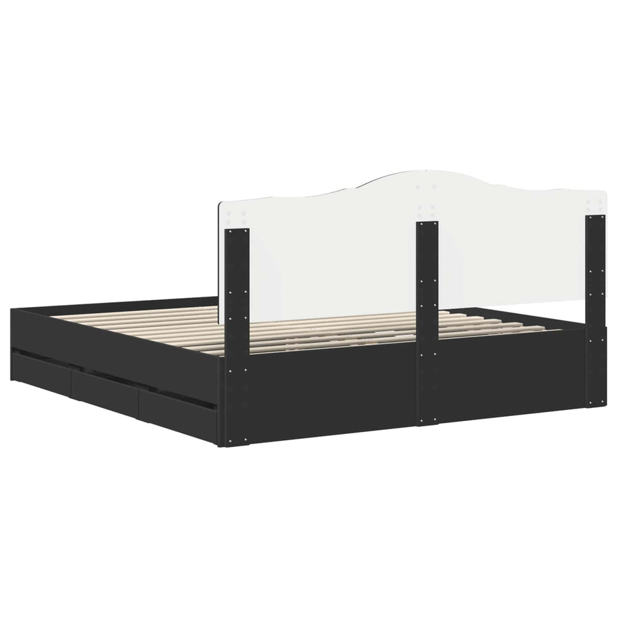 Bedframe met lade met opslag Zwart 180 x 200 cm Ingenieurshout
