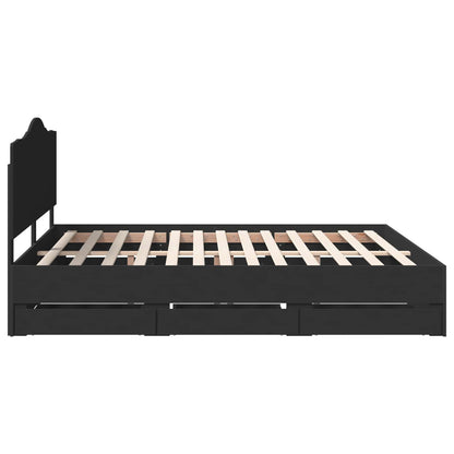 Bedframe met lade met opslag Zwart 180 x 200 cm Ingenieurshout