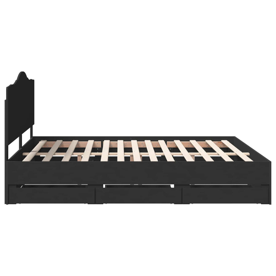 Bedframe met lade met opslag Zwart 180 x 200 cm Ingenieurshout