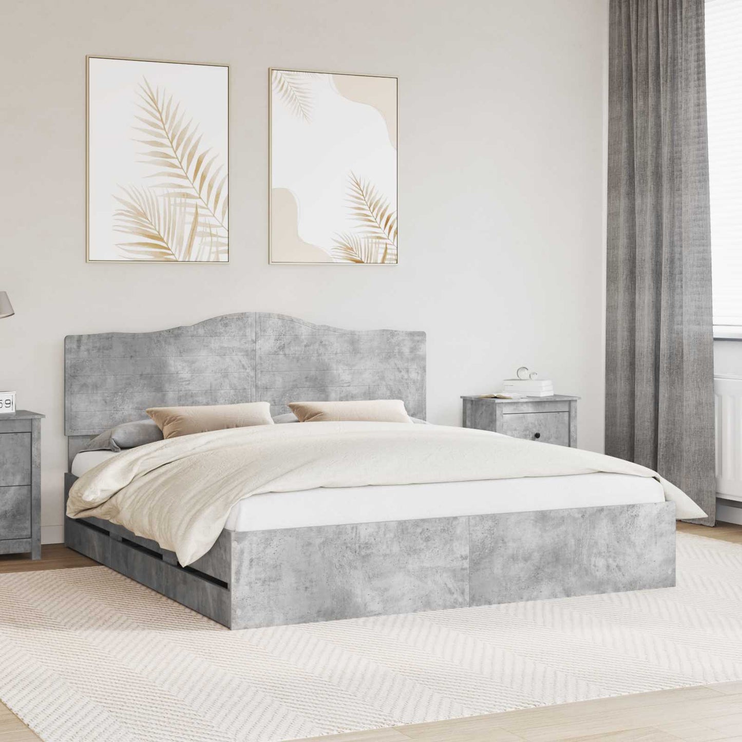 Bedframe met lade Betongrijs 180 x 200 cm Ingenieurshout