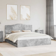 Bedframe met lade 180x200 cm betongrijs bewerkt hout