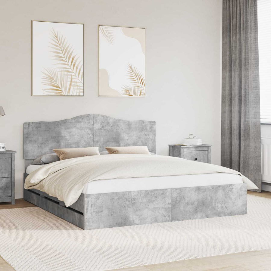 Bedframe met lade Betongrijs 180 x 200 cm Ingenieurshout