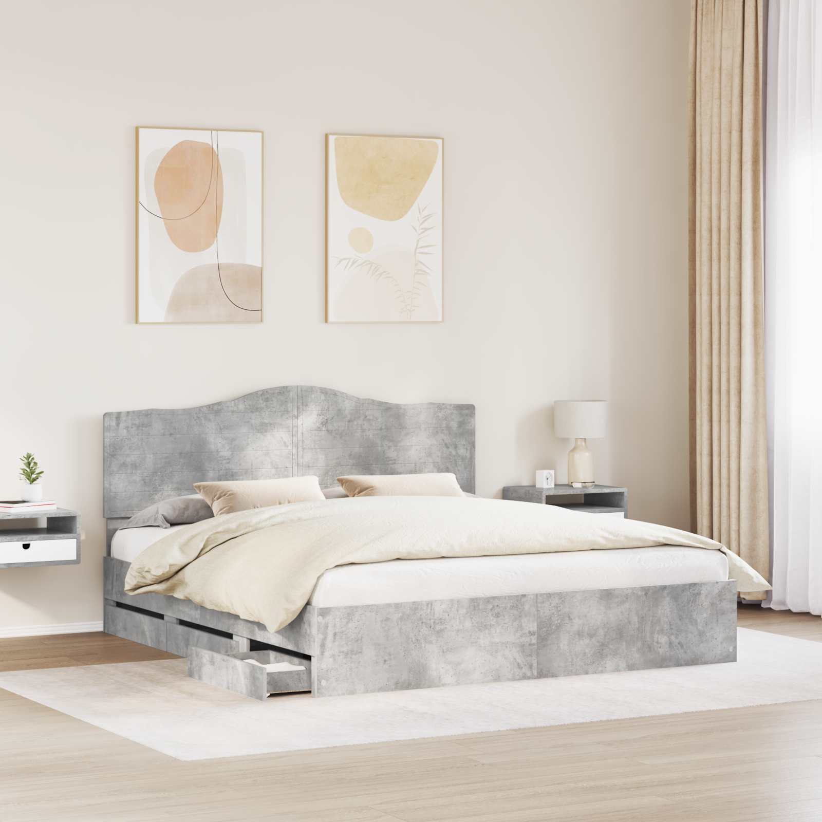 Bedframe met lade Betongrijs 180 x 200 cm Ingenieurshout