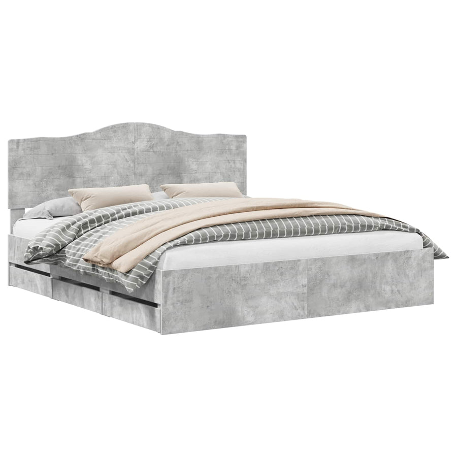 Bedframe met lade Betongrijs 180 x 200 cm Ingenieurshout