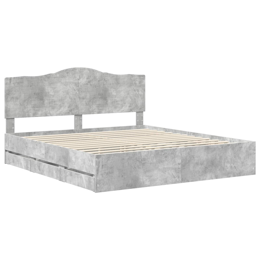 Bedframe met lade Betongrijs 180 x 200 cm Ingenieurshout