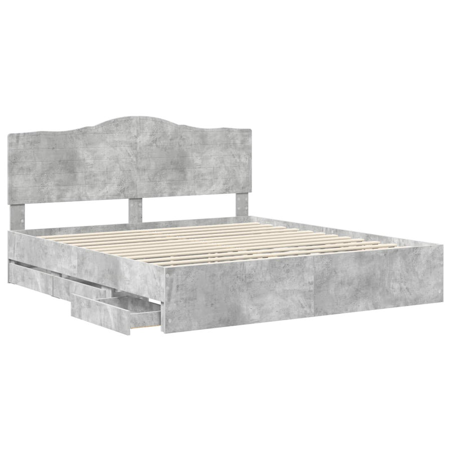 Bedframe met lade Betongrijs 180 x 200 cm Ingenieurshout