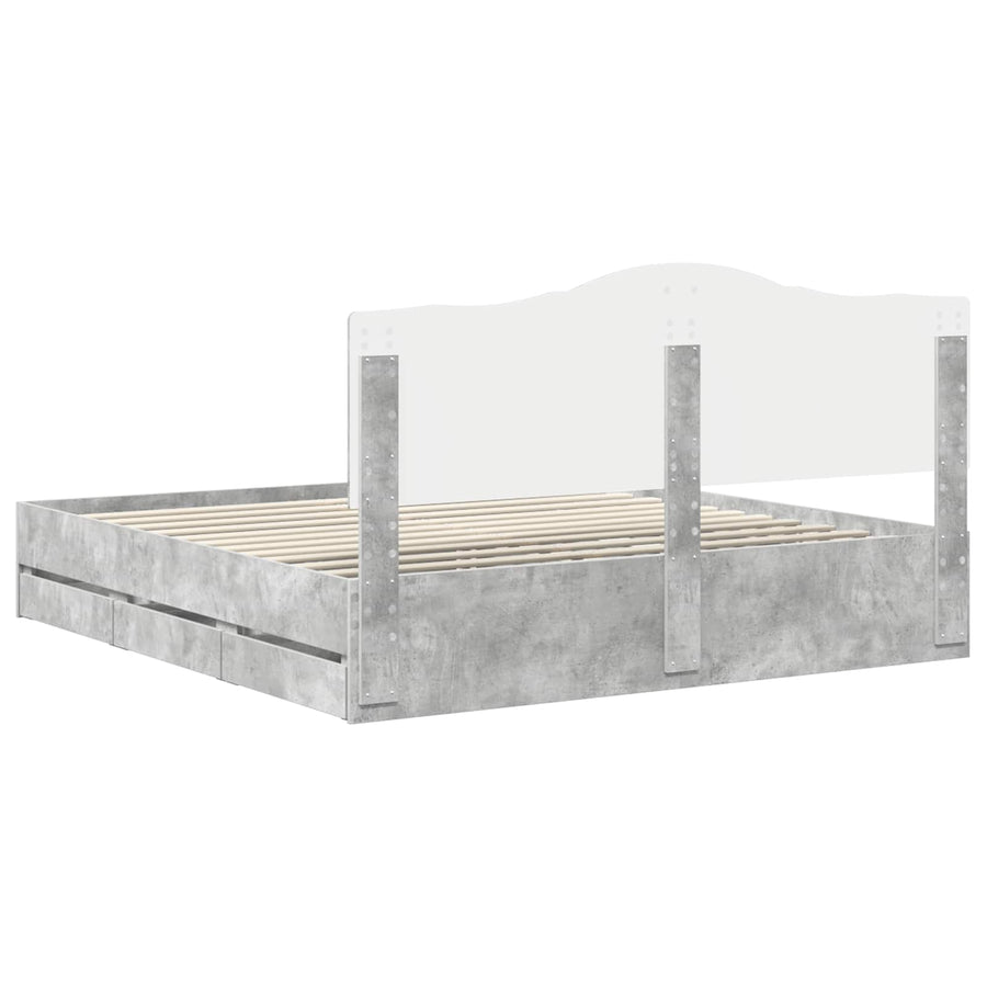 Bedframe met lade Betongrijs 180 x 200 cm Ingenieurshout