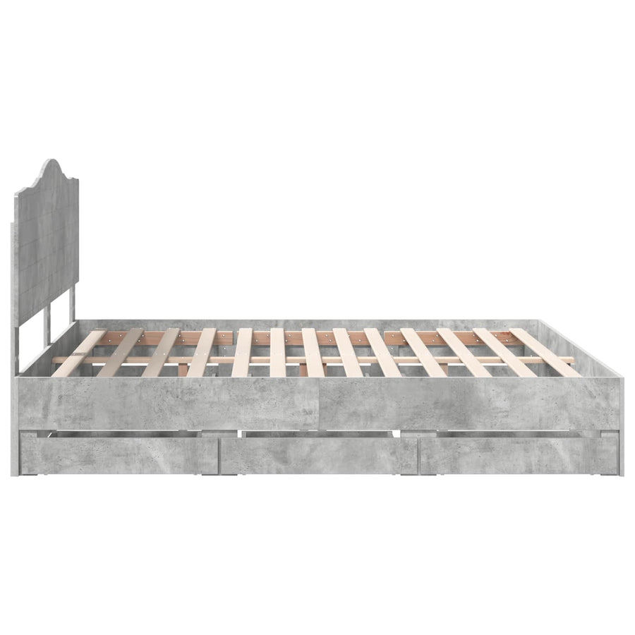 Bedframe met lade Betongrijs 180 x 200 cm Ingenieurshout