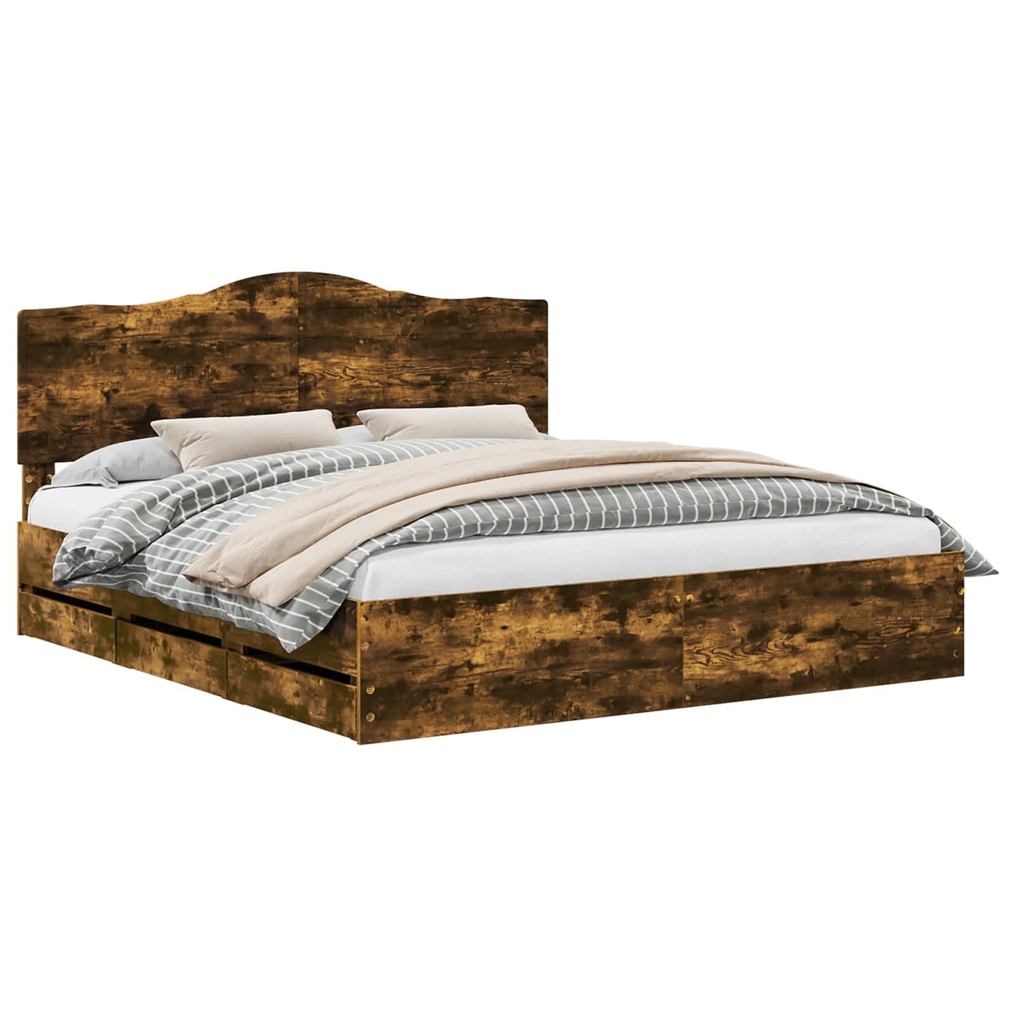 Bedframe met lade Gerookt eiken 180 x 200 cm Ingenieurshout