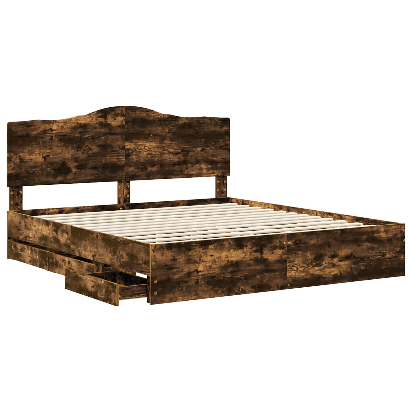 Bedframe met lade Gerookt eiken 180 x 200 cm Ingenieurshout