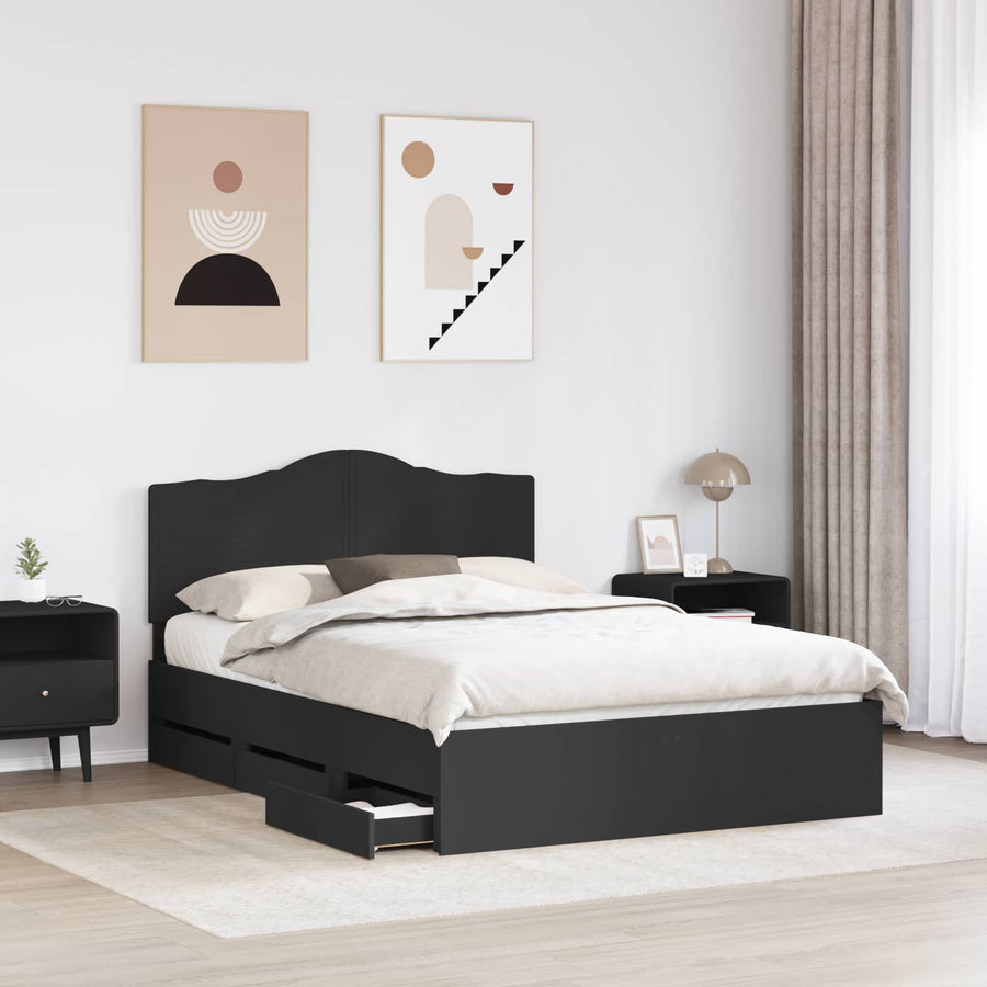 Bedframe met lade met opslag Zwart 160 x 200 cm Ingenieurshout