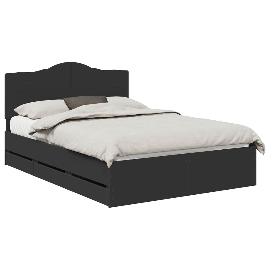 Bedframe met lade met opslag Zwart 160 x 200 cm Ingenieurshout