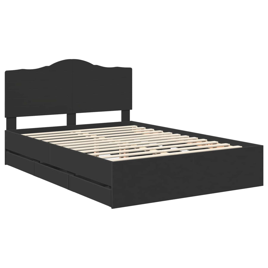 Bedframe met lade met opslag Zwart 160 x 200 cm Ingenieurshout